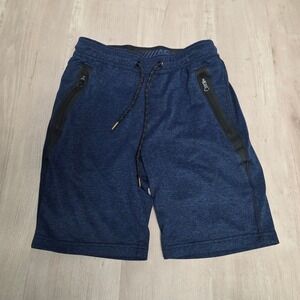 American Eagle Mens Small Navy Blue Heathered Active Shorts Zipper Pockets AE